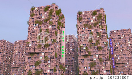 Neon night in a futuristic city. 3d rendering Neon night in a futuristic city. 3d rendering 107233807