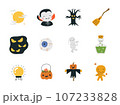 Spooky Halloween Icon Set. 107233828