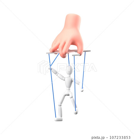 Marionette Control Concept, Control Strings in Hand, Human Hand Holding Marionette 107233853