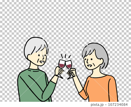 ワインで乾杯する夫婦 ワインで乾杯する夫婦 107234084