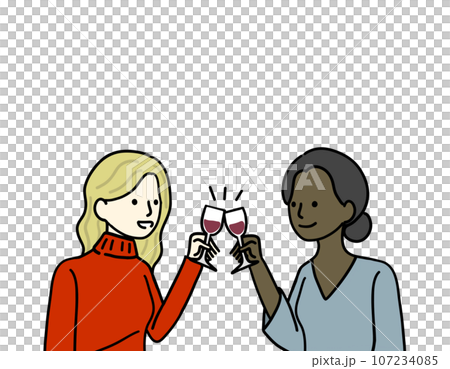 ワインで乾杯する外国人 107234085