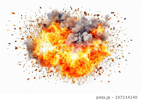 Fire explosion against white background. AI Generative 107234140