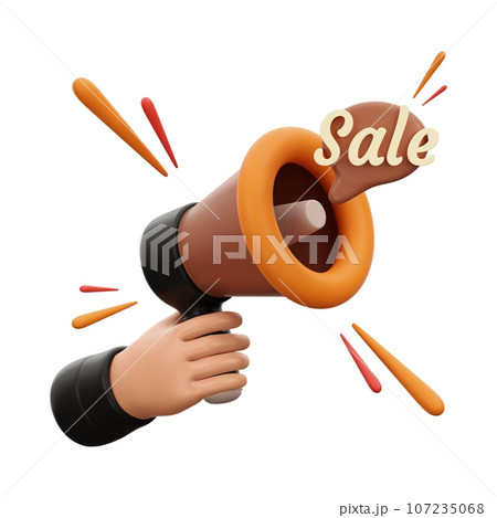 Megaphone With Hand 3D Icon, Hand Holding Megaphone Illustration 107235068