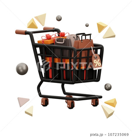shopping cart with coins inside 107235069