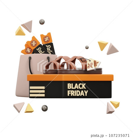 Black Friday Day 3D Icon, 3D Sale Event Illustration 107235071