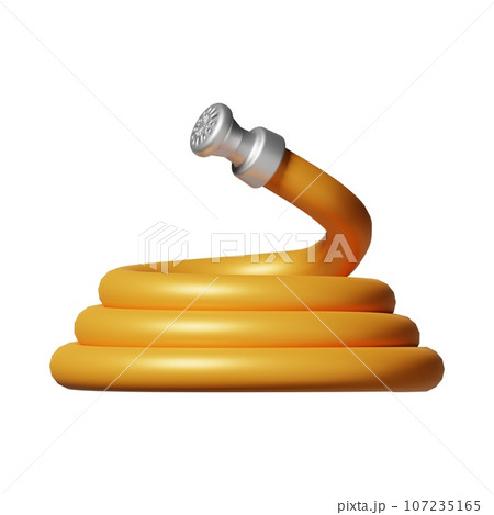 Water Hose 3D Icon, Garden Irrigation Equipment Symbol Water Hose 3D Icon, Garden Irrigation Equipment Symbol 107235165