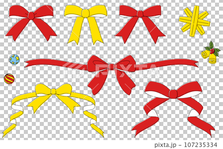 簡單可愛緞帶套裝（紅黃色） 107235334