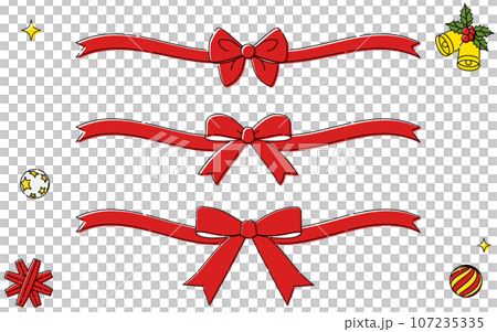Simple and cute red ribbon set (long) 107235335