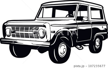Classic Truck 70s, Muscle car, Classic car, Stencil, Silhouette, Vector Clip Art - Truck 4x4 Off Road - Off-road car for tshirt and emblem 107235677