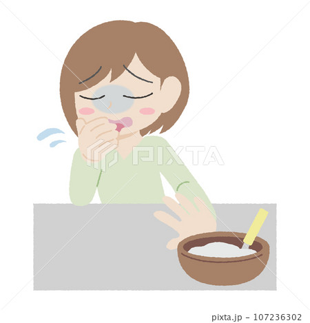 手描き風の味覚過敏の女性 107236302
