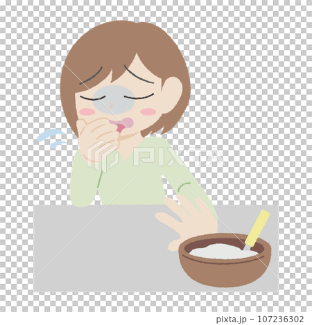 手描き風の味覚過敏の女性 107236302