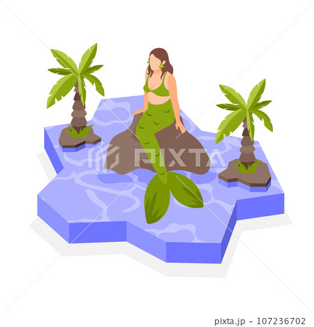 Mermaid Isometric Composition Mermaid Isometric Composition 107236702