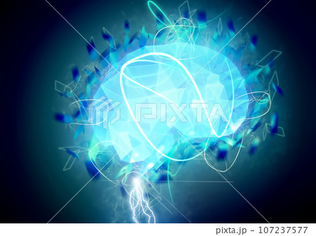 科学技術の概念で青色に発光する抽象的な人工知能の3dイラスト 107237577