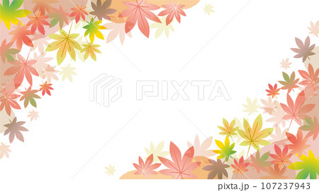 紅葉したモミジの葉のベクターフレーム画像	 107237943