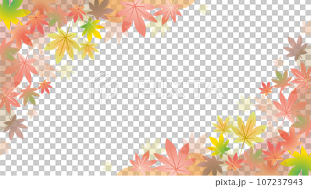 紅葉したモミジの葉のベクターフレーム画像	 107237943