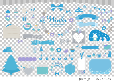 沒有範例文字的冬季插圖和框架集 107238025