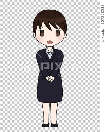 お辞儀するスーツ姿の女性（困る2） 107238538