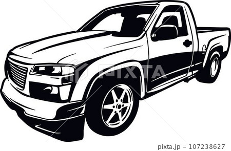 Classic Truck 90s, Muscle car, Classic car, Stencil, Silhouette, Vector Clip Art - Truck 4x4 Off Road - Off-road car for tshirt and emblem 107238627