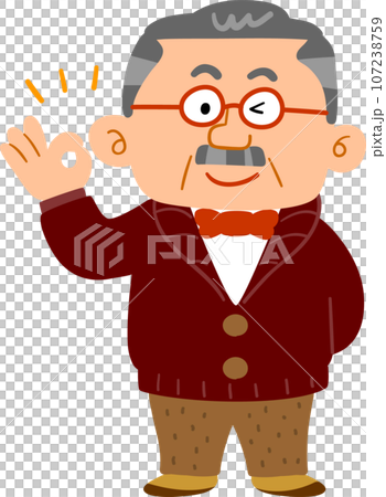 富有的中年男子穿著休閒服，表現出認可，全身 107238759