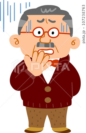 不安になる普段着を着た裕福な中年男性　全身 107238763