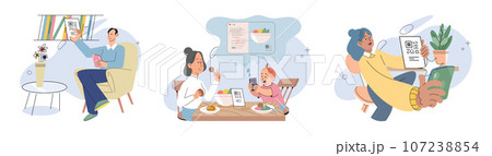 Cashless payment. Vector illustration. Wireless payment systems utilize encryption technology to ensure secure transactions Mobile cashless payments are supported by various platforms Online 107238854