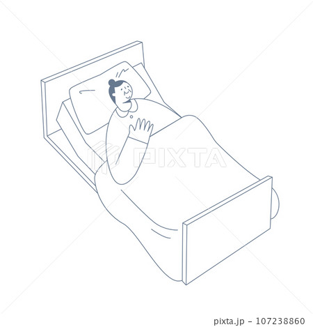 介護ベッドで寝ている高齢の女性 介護ベッドで寝ている高齢の女性 107238860