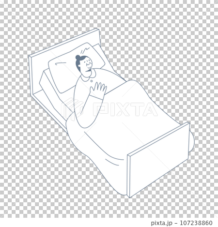 Elderly woman sleeping on a nursing bed 107238860