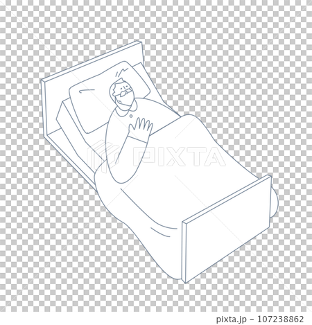 Elderly man sleeping on a nursing bed 107238862