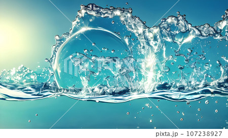 水の背景　気泡　テクスチャ 107238927