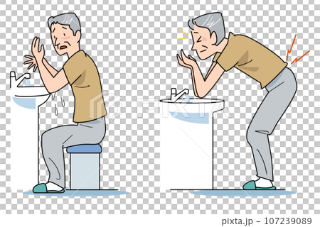 因浴室高度不符而煩惱的老年人 因浴室高度不符而煩惱的老年人 107239089