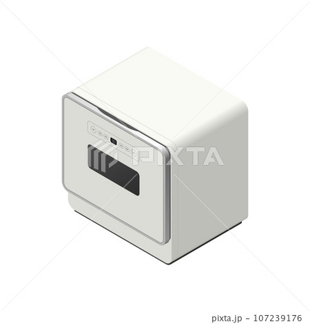 アイソメトリック図法で描いた家庭用卓上型食器洗い乾燥機のイラスト アイソメトリック図法で描いた家庭用卓上型食器洗い乾燥機のイラスト 107239176