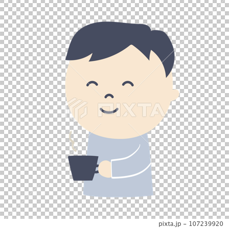 Illustration of a man drinking coffee Illustration of a man drinking coffee 107239920