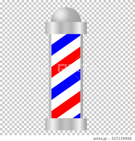 理髮店標誌桿。理髮店的理髮桿。 107239988