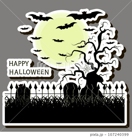 Illustration on theme sticker for celebration holiday Halloween with orange pumpkins 107240399