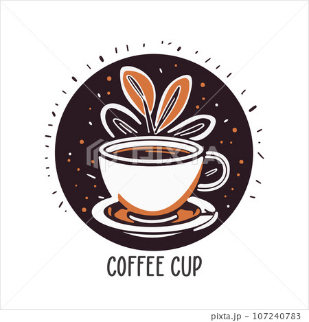Coffee shop logo template, natural abstract coffee cup with steam, coffee house emblem, creative cafe logotype, modern trendy symbol design vector illustration isolated on white background sign. 107240783