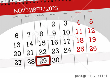 Calendar 2023, deadline, day, month, page, organizer, date, November, wednesday, number 29 Calendar 2023, deadline, day, month, page, organizer, date, November, wednesday, number 29 107241121