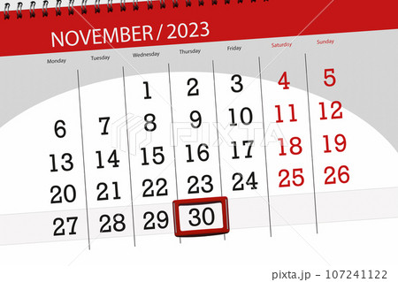 Calendar 2023, deadline, day, month, page, organizer, date, November, thursday, number 30 107241122