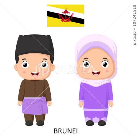 Cute brunei boy and girl in national clothes 107241518