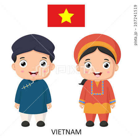 Cute Vietnam boy and girl in national clothes 107241519