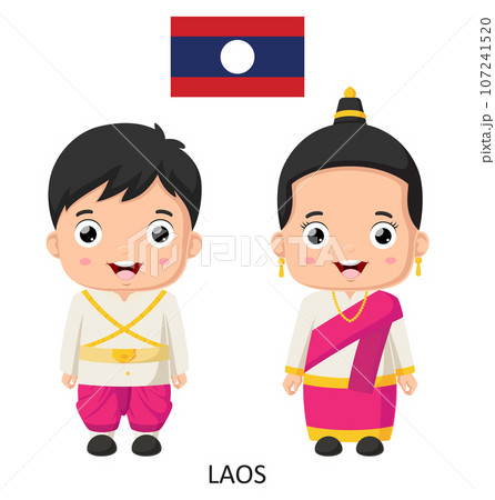 Cute laos boy and girl in national clothes 107241520