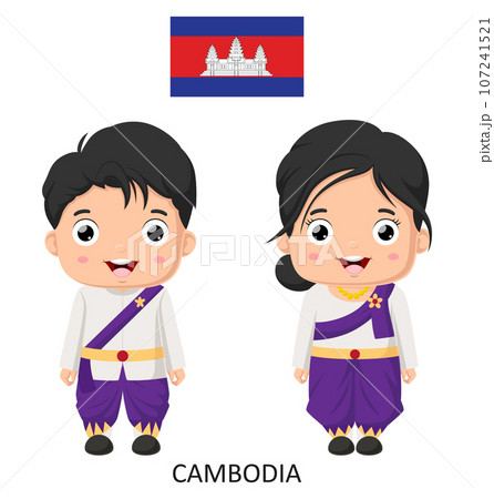 Cute cambodian boy and girl in national clothes 107241521