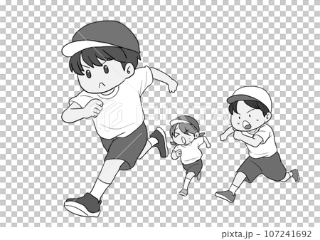小學生奔跑的灰色 小學生奔跑的灰色 107241692