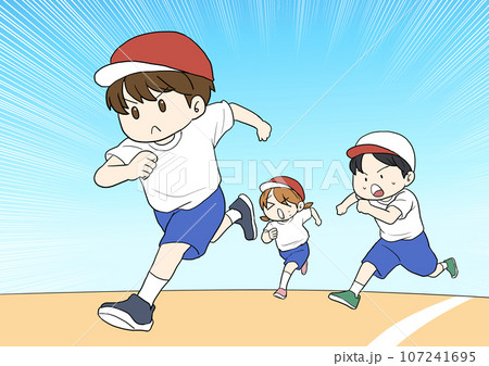 かけっこする小学生 集中線 かけっこする小学生 集中線 107241695