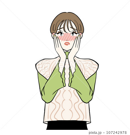 恥ずかしくて赤面する女性 107242978