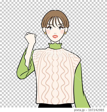 A woman doing a guts pose 107242985