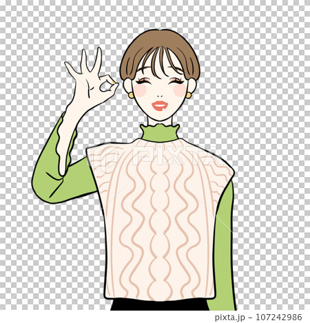 A woman making an okay sign with her hands 107242986