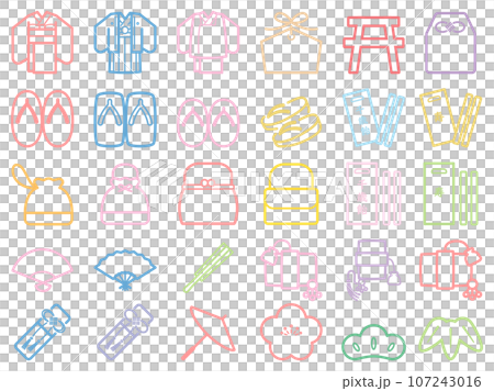 七五三アイコン、カラフルな画線 107243016