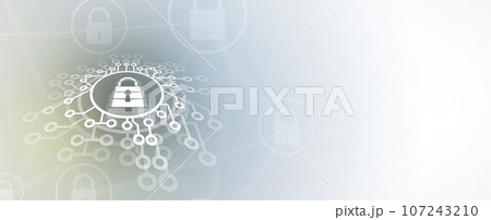 internet digital security technology concept for business background. Lock on circuit board internet digital security technology concept for business background. Lock on circuit board 107243210