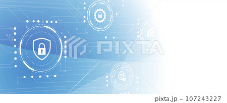 internet digital security technology concept for business background. Lock on circuit board 107243227