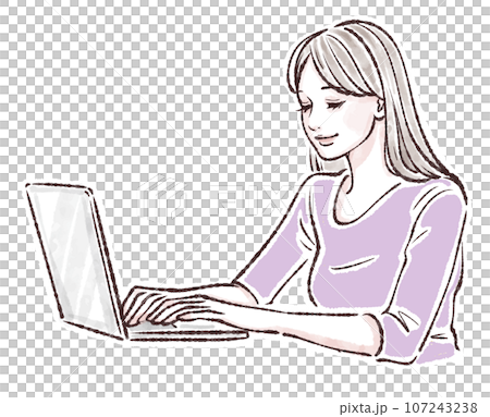 仕事,ビジネス,OL,会社員,パソコン,ノートパソコン,仕事をする女性,リモートワーク,在宅,ミーテ 107243238